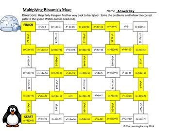 Multiplying Binomials FOIL Maze Activity By Teach Me I M Yours