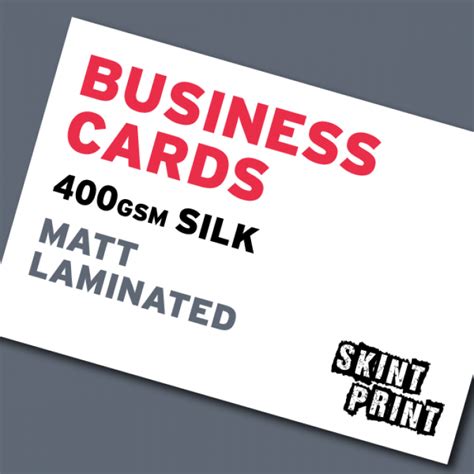 During the finishing process, there is a silk laminate placed over each card. 400gsm Matt Laminated Business Cards