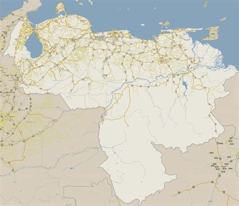 Большая карта дорог Венесуэлы с городами Венесуэла Южная Америка