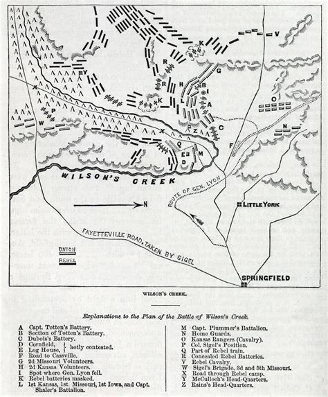 Wilsons Creek Missouri August 10 1861 Battle Map House Divided