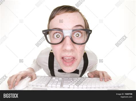 Shocked Computer Nerd Image And Photo Free Trial Bigstock