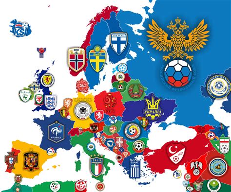 Map Showing The Logo Of Each European National Football Team Reurope