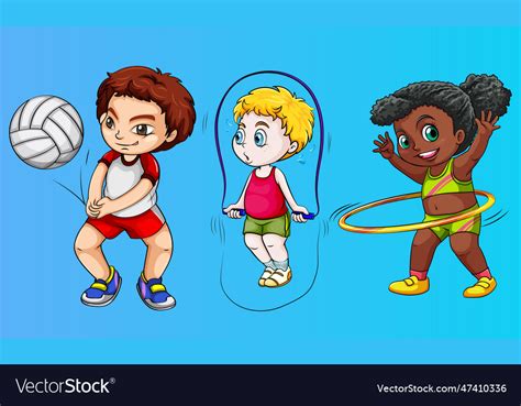 Kids Engaging In Different Sports Activities Vector Image