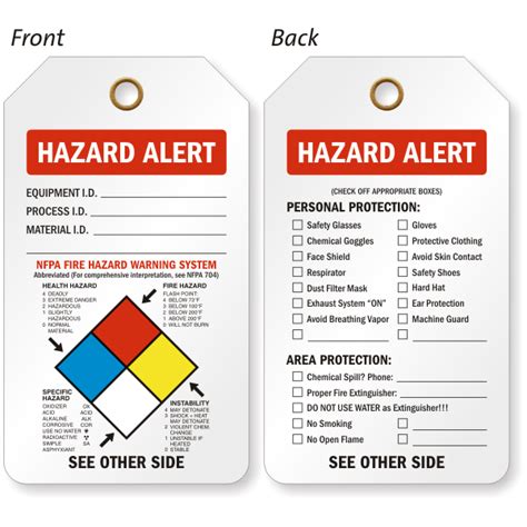 Double Sided Write On Hazardous Alert NFPA Tags SKU TG 0761