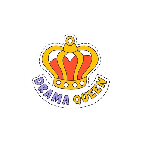 Premium Vector Drama Queen Crown Bright Hipster Sticker