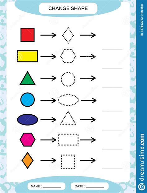 See more ideas about shapes worksheets, shapes, shapes preschool. Change Color. Colorful Shapes.. Learning Basic Shapes. Color, Trace, And Draw. Worksheet For ...