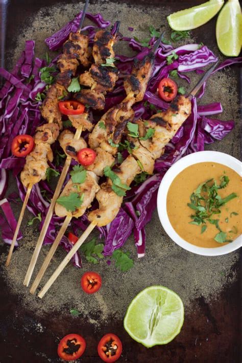 Indonesian Chicken Skewers With Peanut Sauce Up And Alive Healthy