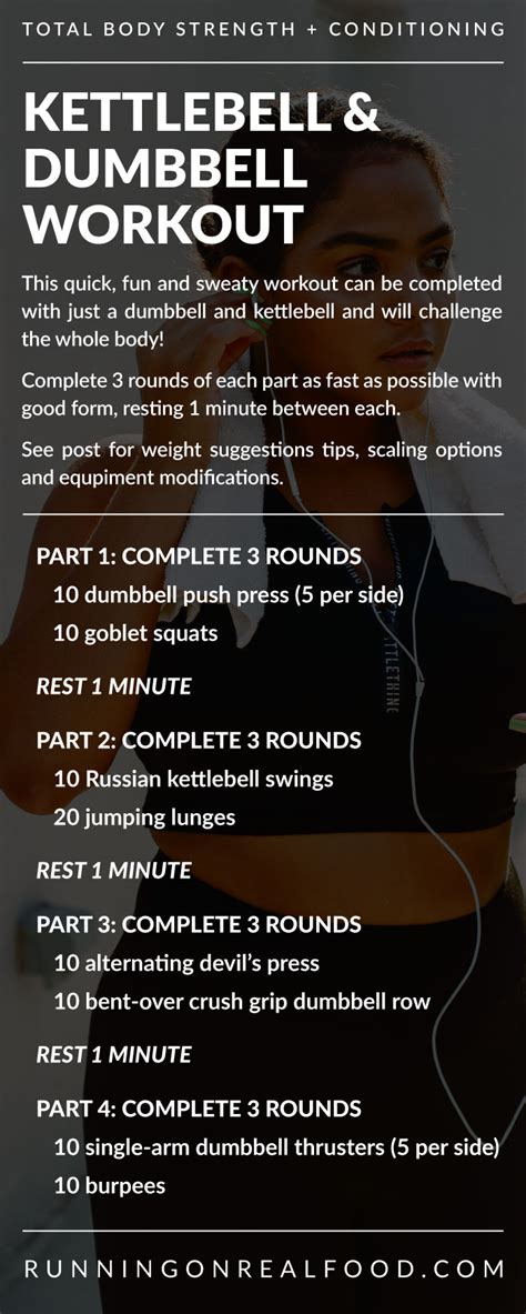Dumbbell And Kettlebell Workout Running On Real Food