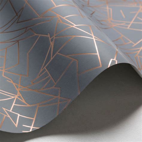 Angles By Erica Wakerly Copper Rose Zinc Grey Wallpaper Direct