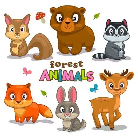 Cute Cartoon Forest Animals Stock Image Everypixel