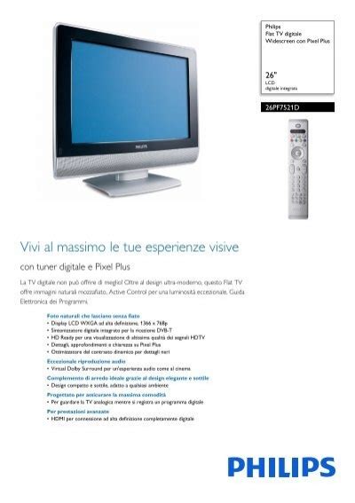 Philips Flat Tv Digitale Widescreen Scheda Tecnica Ita