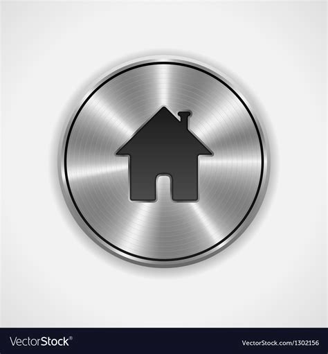 Home Button Icon Metal Round Royalty Free Vector Image