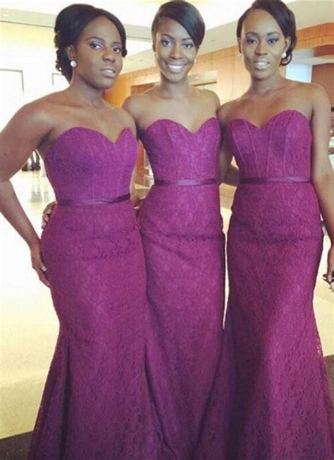 Sexy Nigerian Bridesmaid Dresses Long Mermaid Backless Evening Party Gowns Hot Pink Lace Wedding