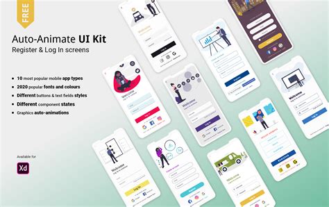 Auto Animate Register And Login Ui Kit For Adobe Xd Behance