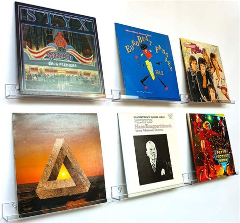 Sooyee Clear Lp Vinyl Record Display Shelf Wall Mount 6 Pack Acrylic Album Record
