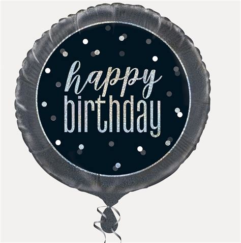 A Foil Black And Silver Happy Birthday Balloon For Use With Etsy Uk In