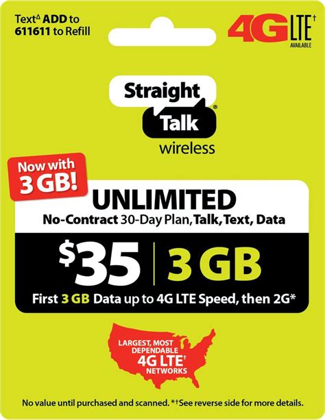Straight Talk 35 Unlimited 30 Day Prepaid Plan 10gb Of Data At High