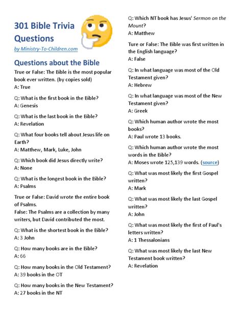 Bible Trivia Questions And Answers David Jacob