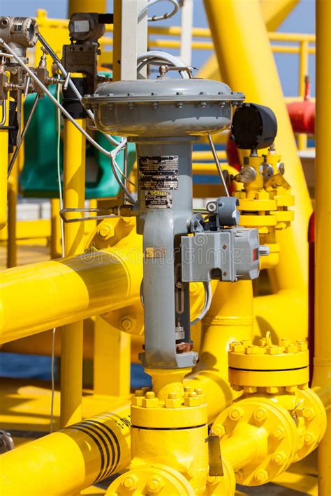 Control Valve Or Pressure Regulator In Oil And Gas Process Stock Image