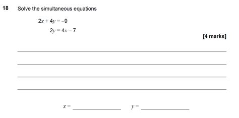 Gcse Maths Simultaneous Equations Past Paper Questions Pi Academy