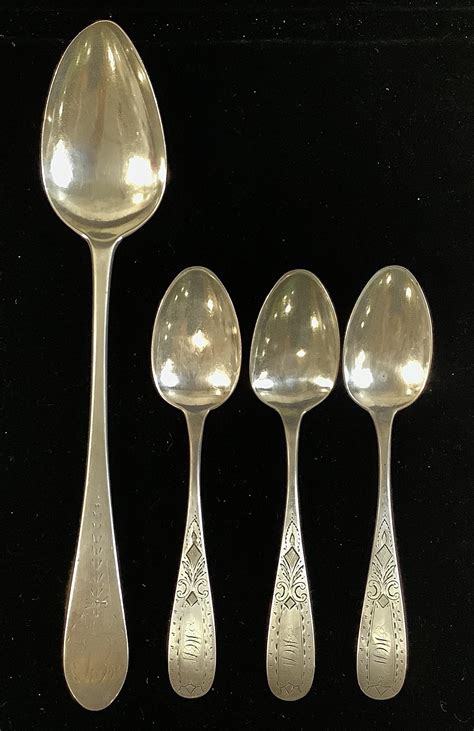 Lot 4 Antique Sterling Silver Serving And Tea Spoons