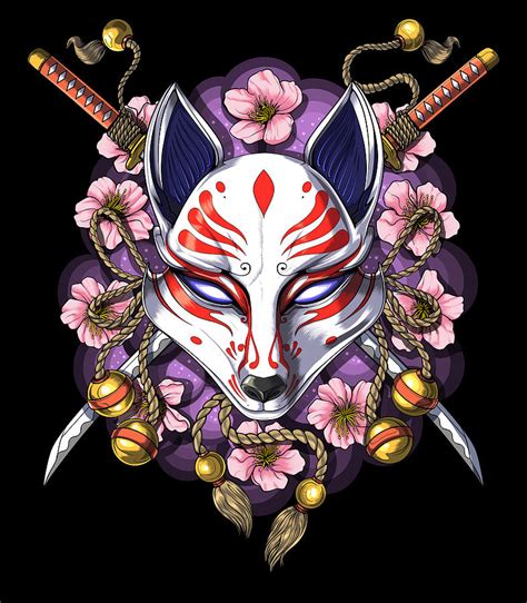 Kitsune Japanese Fox Mask Digital Art By Nikolay Todorov Fine Art America
