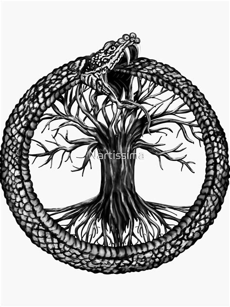 Ouroboros With Tree Of Life Sticker For Sale By Nartissima Redbubble