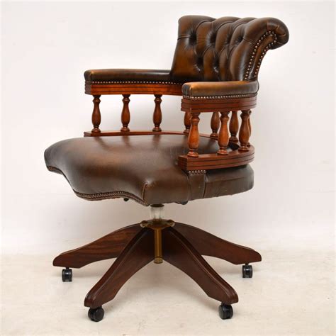 Antique Victorian Style Leather Swivel Desk Chair Marylebone Antiques