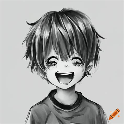 Sketch Of A Laughing Anime Kid