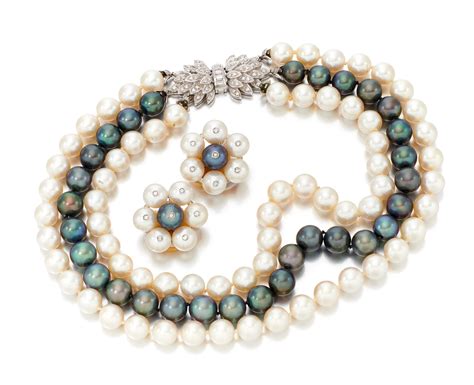 Cultured Pearl And Diamond Demi Parure Demi Parure Con Perle