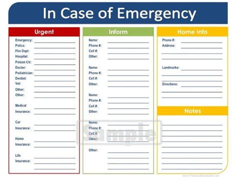 In Case Of Emergency Printable Organizing Pdf Instant Etsy In Case