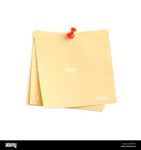 Yellow Paper Note With Red Pin Stock Photo Alamy