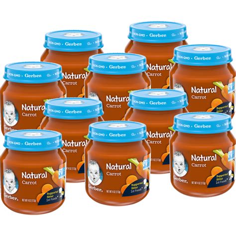 Gerber 1st Foods Natural Carrot Baby Food 4 Oz Jar Pack Of 10 Shop
