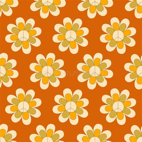 Summer Floral Seamless Pattern 70s Retro Style Stock Vector
