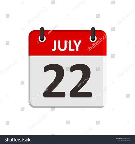 July 22 Calendar Icon Calendar Icon Stock Vector Royalty Free