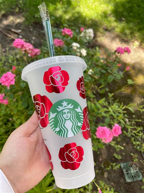 Custom Flower Reusable Starbucks Cold Cupstarbucks Flower Etsy