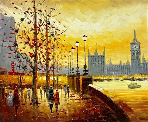 Cityscape London Oil Painting Painting On Canvas Signed Etsy Uk