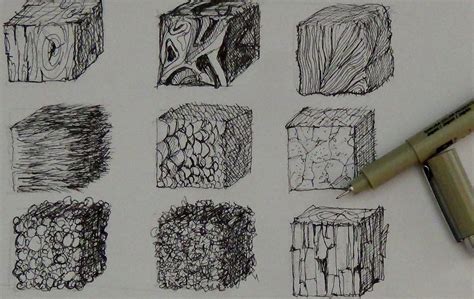 Different Textures Ink Pen Drawings Texture Drawing Pencil Drawing