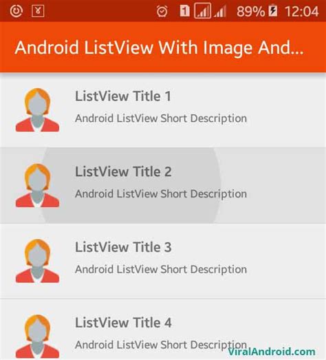 Android Listview With Image And Text Viral Android Tutorials