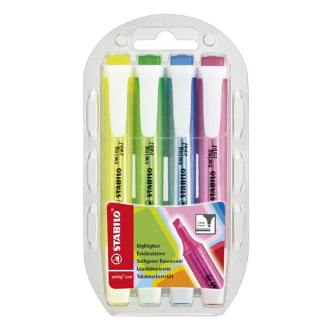 Stabilo Swing Cool Highlighters Assorted Colours 4 Pack Officeworks