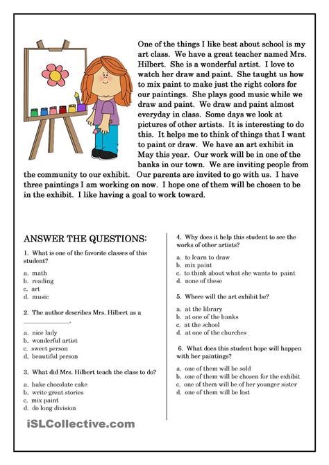 Improve grade 7 vocabulary and grammar skills by answering questions and reading the comprehension, dane's adventure. PrimaryLeap.co.uk - Reading comprehension - My Baby Brother ... | Читательские листы, Понимание ...