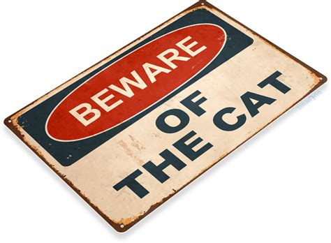 Beware Cat Sign C868 Tinworld Caution Signs