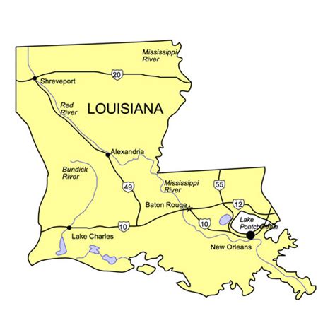 Louisiana Us State Powerpoint Map Highways Waterways Capital And