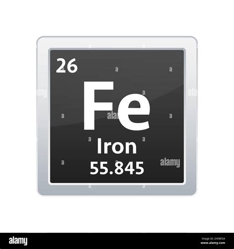 Iron Symbol Chemical Element Of The Periodic Table Vector Stock