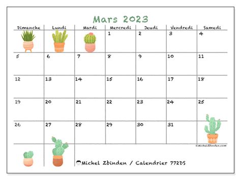 Calendrier Mars 2023 à Imprimer “772ds” Michel Zbinden Fr