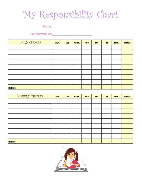 Printable Daily Chore Chart Template Free Coloring Pages