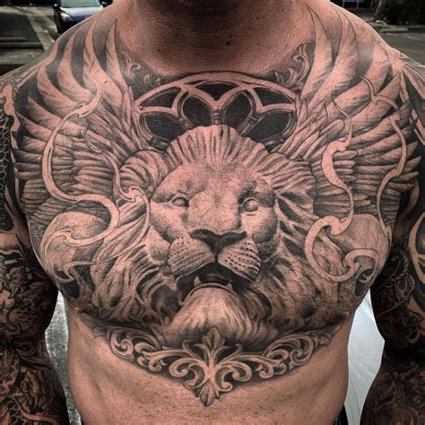 Lion Chest Tattoos For Men