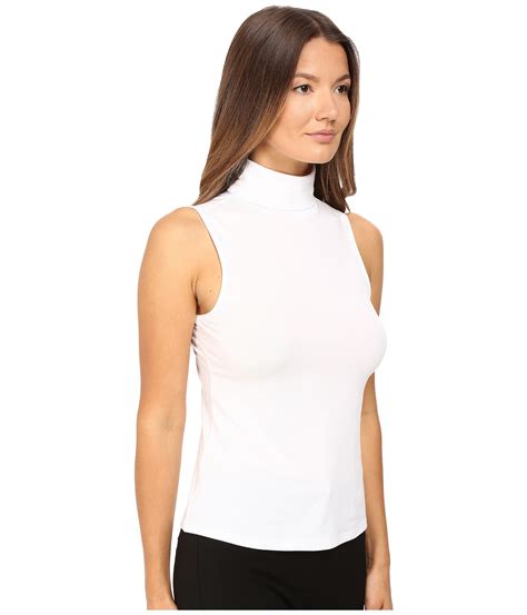 Theory Synthetic Wendel Ribbed Viscose Sleeveless Turtleneck Top In
