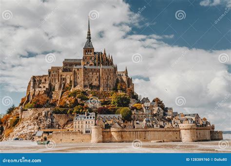 Magnificent Mont Saint Michel Cathedral On The Island Normandy