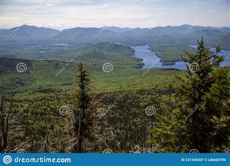 Lake Placid View From Top Of Whiteface Mountain New Tork Usa Stock